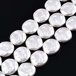 Hilos de cuentas de perlas de imitación de plástico abs, plano y redondo, blanco cremoso, 18x5mm, agujero: 0.7 mm, aproximamente 22 pcs / cadena, 15.75 pulgada (40 cm)