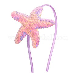 Étoile de mer à sequins réversibles bandeaux en plastique, accessoires de cheveux pour les filles, lavande, 143x122mm