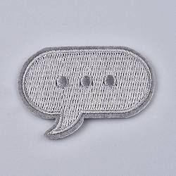 Tela de bordado computarizada para planchar / coser parches, accesorios de vestuario, cuadro de diálogo con puntos suspensivos, gris, 36.5x52x1.5mm