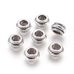 Perline di distanziatore stile tibetano,  cadmio& piombo libero, rondelle, argento antico, 12x7mm, Foro: 6.5 mm