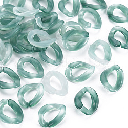 Acrylic Linking Rings, Quick Link Connectors, For Jewelry Curb Chains Making, Imitation Gemstone Style, Twist, Light Sea Green, 13x10x3mm, Inner Diameter: 4x7.5mm
