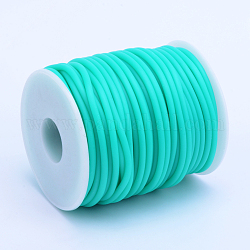 Hollow Pipe PVC Tubular Synthetic Rubber Cord, Wrapped Around White Plastic Spool, Medium Turquoise, 4mm, Hole: 2mm, about 16.4 yards(15m)/roll