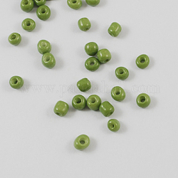 8/0 3mm intercalaires de perle rocaille en verre peinture au four lâche, vert olive, 3mm, Trou: 1mm, environ 962 pcs/50 g