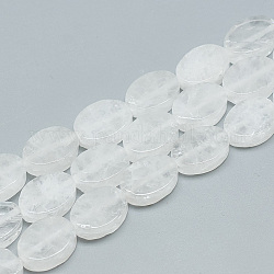Granos de cristal de cuarzo natural hebras, oval, 14~15x10~11x5mm, agujero: 1 mm, aproximamente 28 pcs / cadena, 15.3 pulgada ~ 16.1 pulgadas