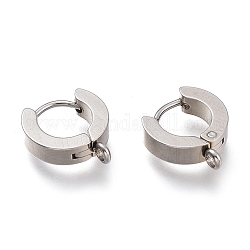304 Stainless Steel Huggie Hoop Earrings Findings, with Vertical Loop, Ring, Stainless Steel Color, 12x11x4mm, Hole: 1.8mm, Pin: 1mm