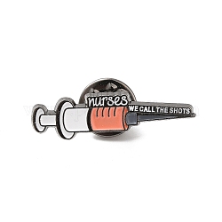 Medical Theme Enamel Pins, Gunmetal Alloy Badge for Women, Syringe, 8.5x30.5x1.4mm