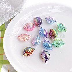 Perles en acrylique transparentes craquelées, dégradé de couleur, impression de griffe, couleur mixte, 17.6x26.5x15mm, Trou: 3mm