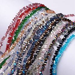 Transparent Glass Beads Strands, AB Color Plated, Faceted, Triangle, Mixed Color, 2.5x2x2mm, Hole: 0.9mm, about 144pcs/strand, 9.84~10''(25~25.4cm)