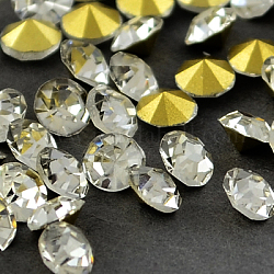 Strass en verre pointé , dos plaqué, diamant, cristal, 3.8~4.0mm, environ 144 pcs / brut