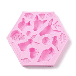 Moldes de silicona de calidad alimentaria para animales diy, moldes de resina, para resina uv, fabricación de joyas de resina epoxi, forma mixta, rosa perla, 113x128x15mm, diámetro interior: 12~45x11~33 mm