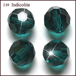 Perles d'imitation cristal autrichien, grade AAA, facetté (32 facettes), ronde, sarcelle, 8mm, Trou: 0.9~1.4mm