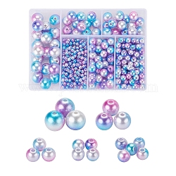 497 pièces 5 style arc-en-ciel abs en plastique imitation perles de perles, perles de sirène gradient, ronde, moyen orchidée, 4~12x3.5~11.5mm, Trou: 1.2~2mm