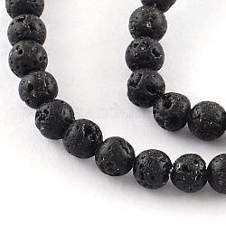 Gefärbte natürliche Lavastein Edelstein runde Perlenstränge, 4~5 mm, Bohrung: 1 mm, ca. 86 Stk. / Strang, 15.7 Zoll