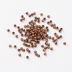 Perles séparateurs en fer, sans nickel, ronde, cuivre rouge, environ 3 mm de diamètre, épaisseur de 3mm, Trou: 1.2mm