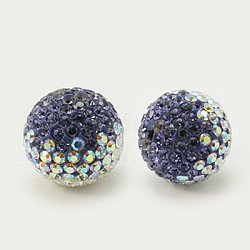Perlien cristallo austriaco, spianare le sfere della sfera, con argilla polimerica all'interno, tondo, 539 _tanzanite, 20mm, Foro: 1 mm