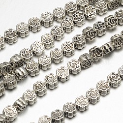 Stile tibetano fili perline lega del fiore, piombo & cadimo libero, argento antico, 4.5x3mm, Foro: 1 mm, circa 45pcs/filo, 8 pollice