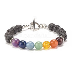 Bracelet en perles de pierres précieuses mélangées naturelles et synthétiques pour femmes, 7-7/8 pouce (20 cm)