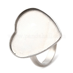 ステンレス製の指輪のパーツ 304 つ  ベゼルカップリングのセッティング  ハート  ステンレス鋼色  usサイズ6（16.5mm）  トレイ：19.5x20mm