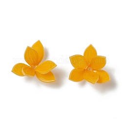 Coupelles en résine opaque, multi-pétale, fleur, orange, 22x21x13mm, Trou: 1.4mm