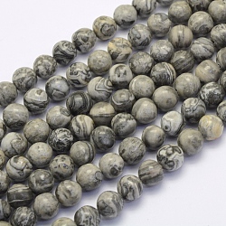 Carte naturelle pierre / pierre picasso / perles jaspe picasso, ronde, 8~8.5mm, Trou: 1mm, Environ 49 pcs/chapelet, 15.7 pouce (40 cm)