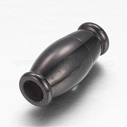 Baril 304 fermoirs magnétiques en acier inoxydable avec emembouts à coller, gunmetal, 14x6.5mm, Trou: 3mm