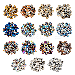 Arricraft 300 pièces 15 couleurs galvanoplastie perles d'hématite synthétique non magnétique, puces, couleur mixte, 5~10x4.5~5.5x4mm, Trou: 1mm, 20 pcs / couleur