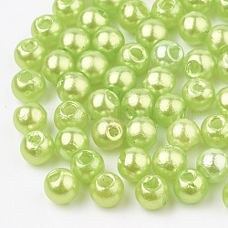 Abs Kunststoffperlen, Nachahmung Perlen, Runde, Rasen grün, 6x5.5 mm, Bohrung: 1.5 mm, ca. 4700 Stk. / 500 g