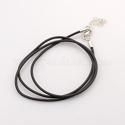 Cuerda del collar de goma, con el corchete de la aleación, negro, 1.5mm