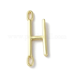 Rack Plating Brass Connector Charms, Cadmium Free & Lead Free, Long-Lasting Plated, Real 18K Gold Plated, Letter H, 22.5x8x1.5mm, Hole: 3x0.8mm