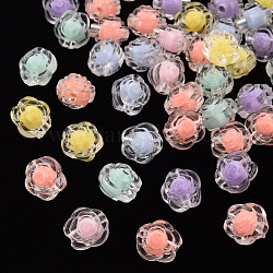 Transparent Acrylic Beads, Bead in Bead, Flower, Mixed Color, 11x11x11mm, Hole: 2mm