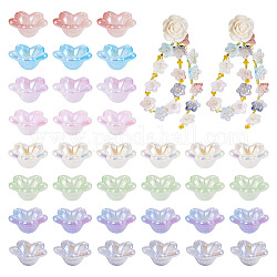 Pandahall 400 Stück 8 Farben undurchsichtige Acryl-Perlenkappen, Blume, 5-Blütenblatt, Mischfarbe, 12x12x6 mm, Bohrung: 1.5 mm, 50 Stk. je Farbe