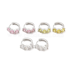 Серьги-кольца с кубическим цирконием, платиновые латунные украшения для женщин, без кадмия и без свинца, разноцветные, 15.5x16.5x5 мм, штифты : 0.7~0.9 мм