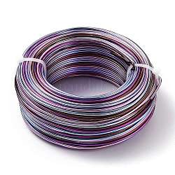 Fil artisanal rond en aluminium à 5 segment de couleurs, pour la fabrication de bijoux en perles, violet, 12 jauge, 2mm, environ 190.28 pied (58 m)/rouleau