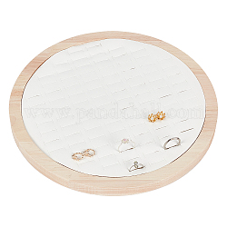 Круглый лоток для ювелирных изделий из деревянного кольца с 92 слотом, с ПУ кожаный, органайзер для колец на палец для хранения колец, белые, 26.2x1.75 см