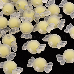 Transparent Acrylic Beads, Frosted, Bead in Bead, Candy, Champagne Yellow, 11.5x21.5x11.5mm, Hole: 2.5mm, about 393pcs/500g