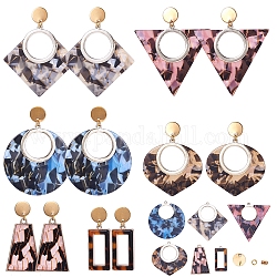 DIY Earring Making, with Cellulose Acetate(Resin) Pendants, 304 Stainless Steel Findings, Mixed Color