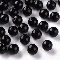Perline acrilico opaco, tondo, nero, 8x7mm, Foro: 2 mm