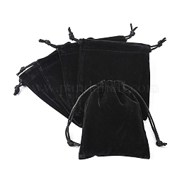 Мешки ювелирных изделий бархата, чёрные, Около 10 см шириной, 12 см длиной