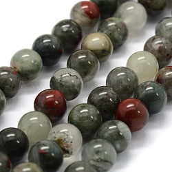 Naturelles africaines perles bloodstone brins, perles de pierre d'héliotrope, ronde, 8~9mm, Trou: 0.8mm, Environ 43 pcs/chapelet, 14.9 pouce (38 cm)