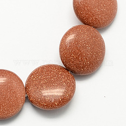 Perle sintetiche Goldstone fili, rotondo e piatto, sienna, 12x5mm, Foro: 1 mm, circa 33pcs/filo, 15.7 pollice