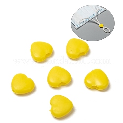 Cerradura de cordón de plástico pvc corazón para tapa, hebillas antideslizantes, ajustador de cuerda, amarillo, 9.5x10x3.5mm, agujero: 2x4 mm