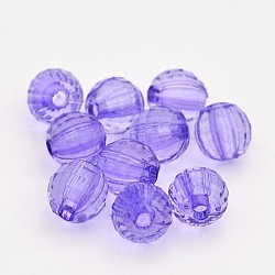 Faceted Round Transparent Acrylic Beads, Lilac, 12mm, Hole: 2mm, about 530pcs/500g