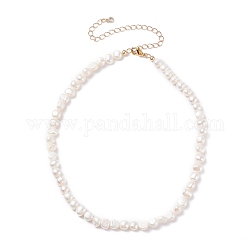 Collier de perles naturelles vintage pour femme, blanc, 19.29 pouce (49 cm)
