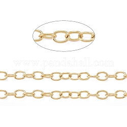 304 Edelstahl-Kabelketten, ungeschweißte, mit Spule, golden, 8x6x1 mm, ca. 32.8 Fuß (10m)/Rolle