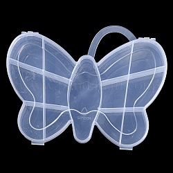 (vendita di liquidazione difettosa: il foro per appendere è rotto) contenitori portaoggetti con perline in plastica con 13 scomparto, farfalla, chiaro, 14.7x18.5cm, diametro interno: 3.9~9.6 cm