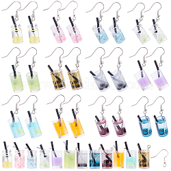 Fabrication de boucles d'oreilles SunnyClue DIY, avec pendentifs en plastique et en verre et crochets de boucles d'oreilles en laiton, couleur mixte, pendentifs: 24pcs / box
