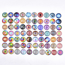 Cabochons en verre à dos plat pour projets de bricolage, dôme / demi-rond avec motifs mixtes, couleur mixte, 25x6mm