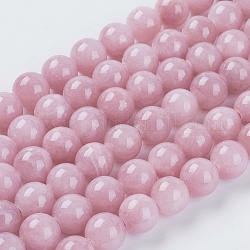 Chapelets de perles en jade jaune naturel, teinte, ronde, brun rosé, 10mm, Trou: 1mm, Environ 40 pcs/chapelet, 15.75 pouce