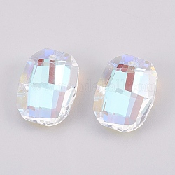 K9 Glass Rhinestone Pendants, Imitation Austrian Crystal, Faceted, Rectangle, Crystal AB, 18.5~19x14x8mm, Hole: 1.6mm