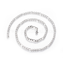 Collares de cadena de 304 acero inoxidable Figaro, con cierre de langosta, color acero inoxidable, 23.7 pulgada (60.4 cm), 5mm
